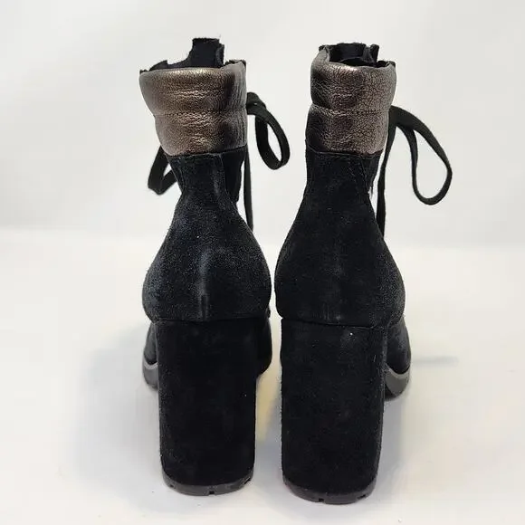 Sam Edelman Womens Carolena Black Suede Biker Lace Up Boots Booties Size 8.5 M - Picture 6 of 9